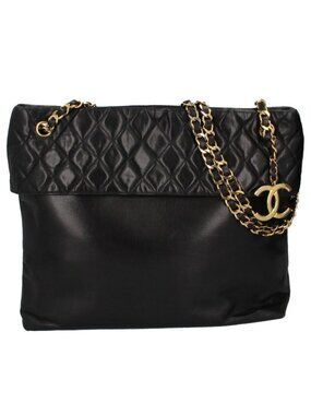 Chanel Quilted Chain Shoulder Bag Lambskin Black